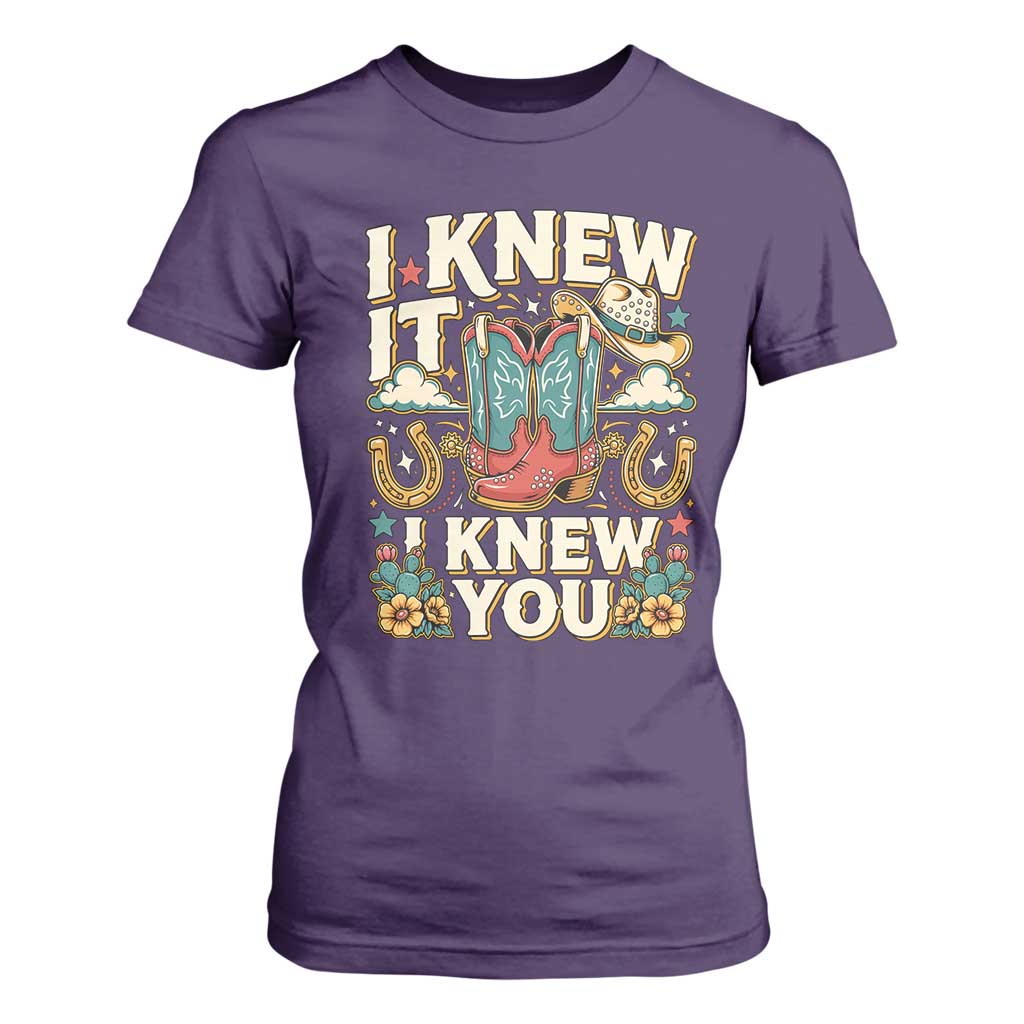 Retro Coastal Cowgirl I Knew It I Knew You T Shirt For Women Pink Boots Vintage Country Pop Music Western Floral Graphic