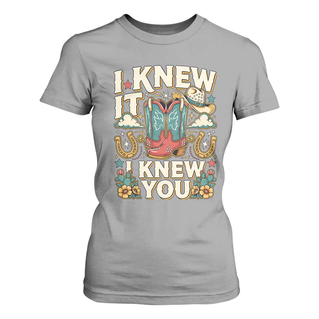 Retro Coastal Cowgirl I Knew It I Knew You T Shirt For Women Pink Boots Vintage Country Pop Music Western Floral Graphic
