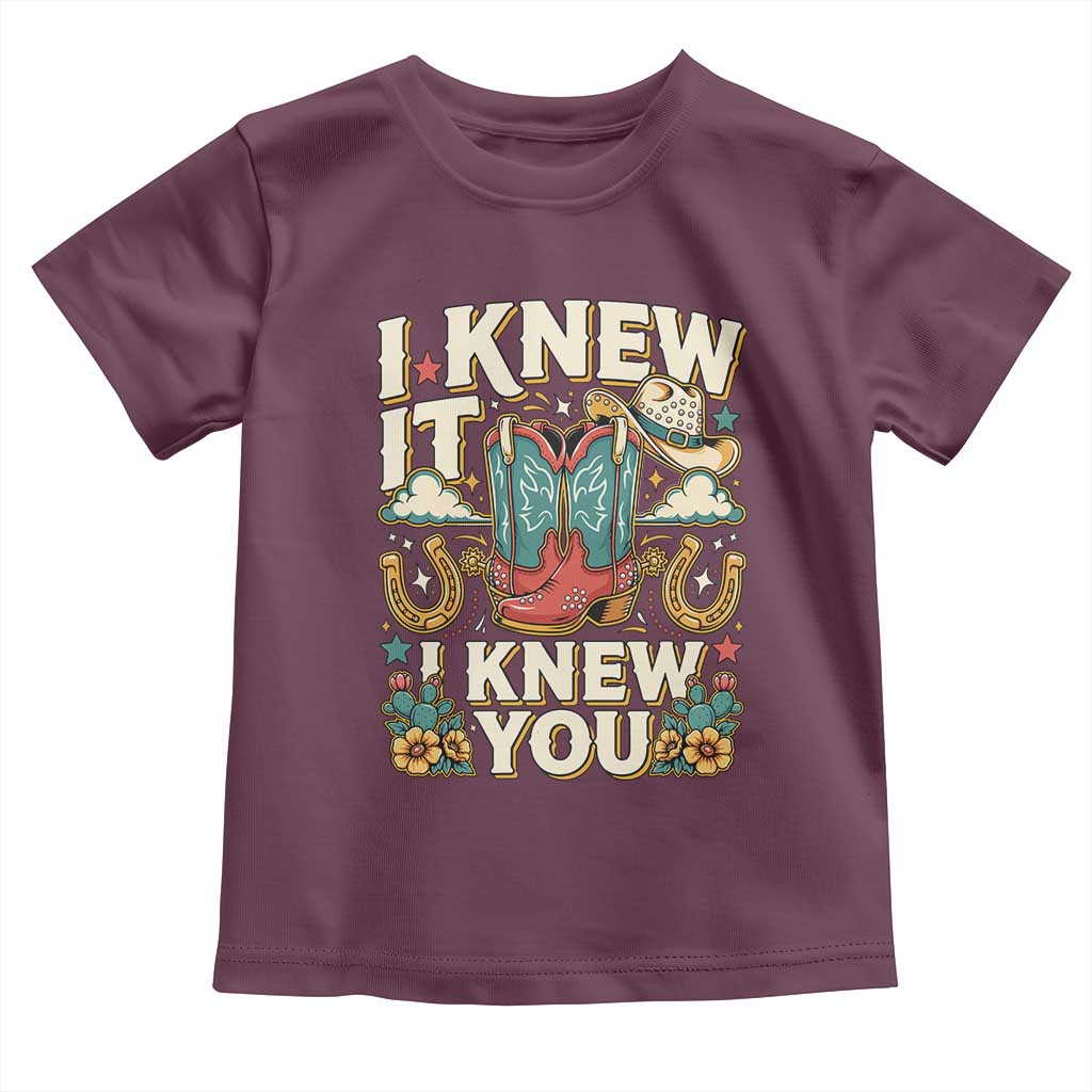 Retro Coastal Cowgirl I Knew It I Knew You Toddler T Shirt Pink Boots Vintage Country Pop Music Western Floral Graphic