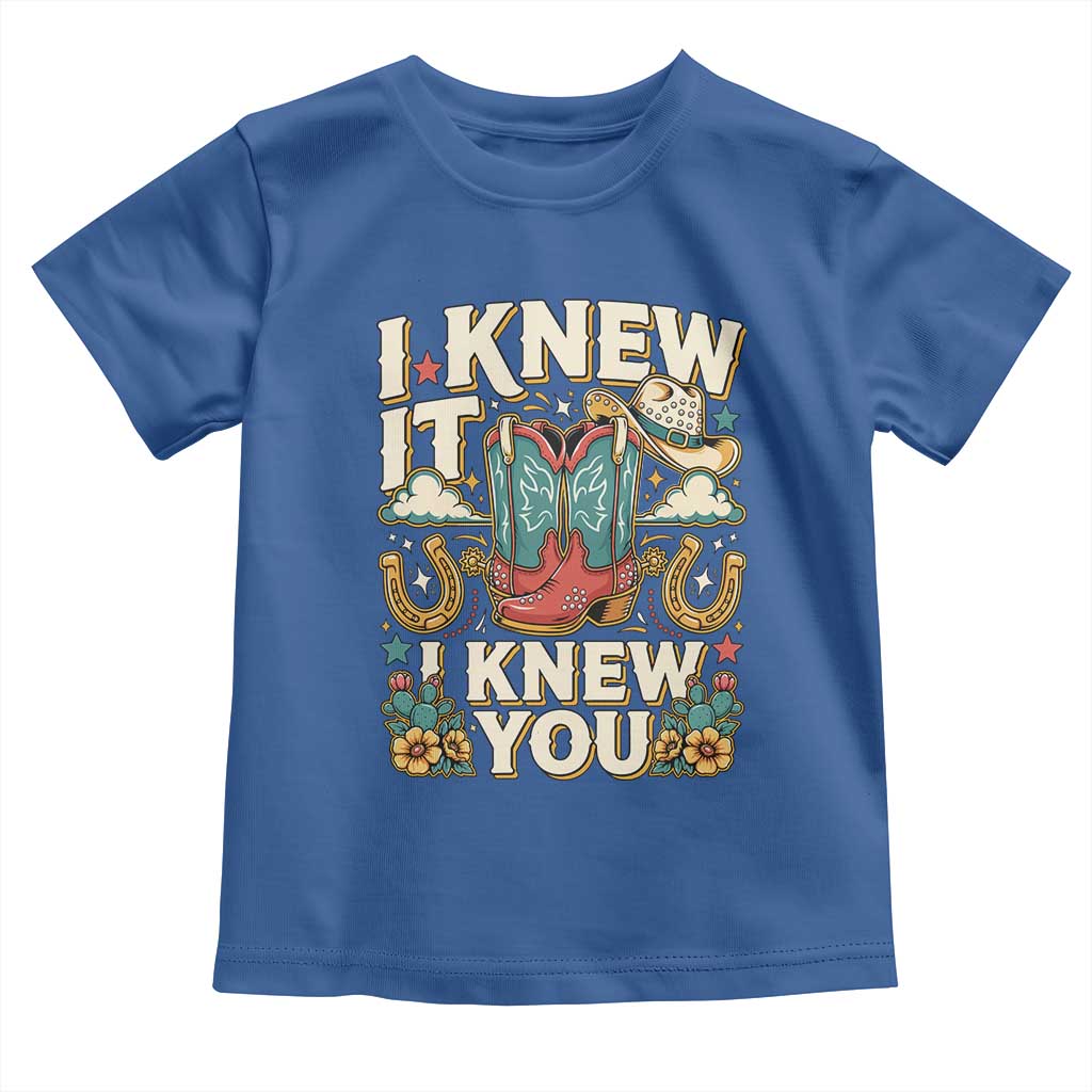 Retro Coastal Cowgirl I Knew It I Knew You Toddler T Shirt Pink Boots Vintage Country Pop Music Western Floral Graphic