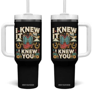 Retro Coastal Cowgirl I Knew It I Knew You Tumbler With Handle Pink Boots Vintage Country Pop Music Western Floral Graphic