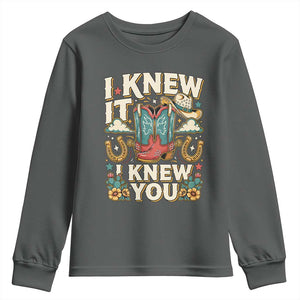 Retro Coastal Cowgirl I Knew It I Knew You Youth Sweatshirt Pink Boots Vintage Country Pop Music Western Floral Graphic
