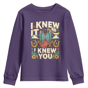 Retro Coastal Cowgirl I Knew It I Knew You Youth Sweatshirt Pink Boots Vintage Country Pop Music Western Floral Graphic
