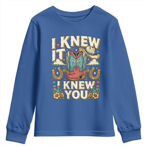 Retro Coastal Cowgirl I Knew It I Knew You Youth Sweatshirt Pink Boots Vintage Country Pop Music Western Floral Graphic