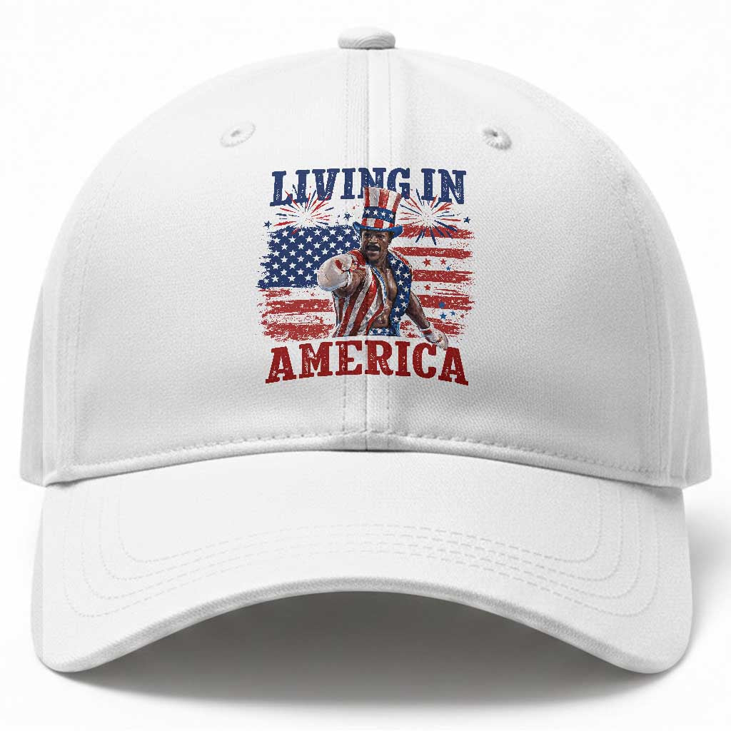 Living In America Funny Patriotic Heavyweight Boxer Baseball Cap Vintage Distressed Flag Uncle Sam Hat Boxing Champion TS02 Print Your Wear