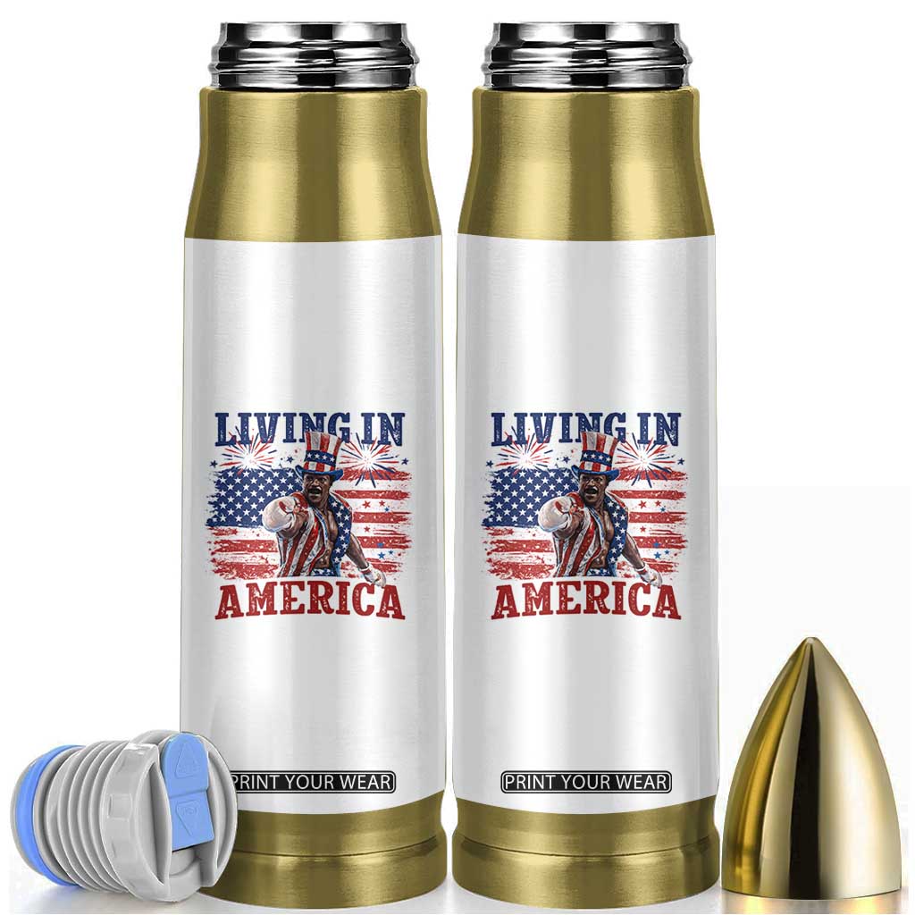 Living In America Funny Patriotic Heavyweight Boxer Bullet Tumbler Vintage Distressed Flag Uncle Sam Hat Boxing Champion