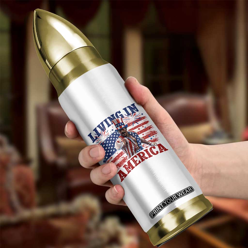 Living In America Funny Patriotic Heavyweight Boxer Bullet Tumbler Vintage Distressed Flag Uncle Sam Hat Boxing Champion