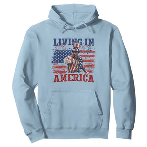 Living In America Funny Patriotic Heavyweight Boxer Hoodie Vintage Distressed Flag Uncle Sam Hat Boxing Champion