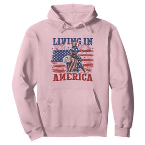 Living In America Funny Patriotic Heavyweight Boxer Hoodie Vintage Distressed Flag Uncle Sam Hat Boxing Champion