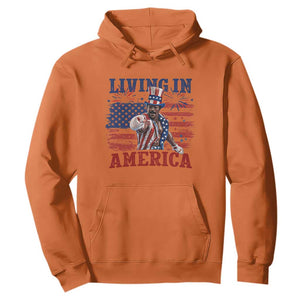 Living In America Funny Patriotic Heavyweight Boxer Hoodie Vintage Distressed Flag Uncle Sam Hat Boxing Champion