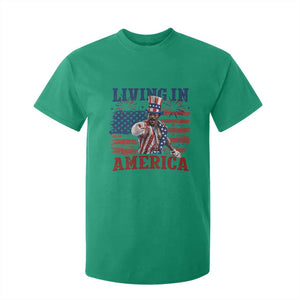 Living In America Funny Patriotic Heavyweight Boxer T Shirt For Kid Vintage Distressed Flag Uncle Sam Hat Boxing Champion