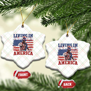 Living In America Funny Patriotic Heavyweight Boxer Ceramic Ornament Vintage Distressed Flag Uncle Sam Hat Boxing Champion