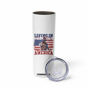 Living In America Funny Patriotic Heavyweight Boxer Skinny Tumbler Vintage Distressed Flag Uncle Sam Hat Boxing Champion