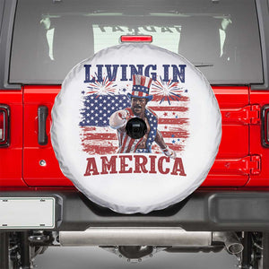 Living In America Funny Patriotic Heavyweight Boxer Spare Tire Cover Vintage Distressed Flag Uncle Sam Hat Boxing Champion