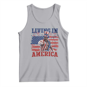 Living In America Funny Patriotic Heavyweight Boxer Tank Top Vintage Distressed Flag Uncle Sam Hat Boxing Champion