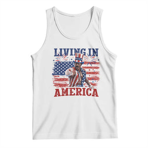 Living In America Funny Patriotic Heavyweight Boxer Tank Top Vintage Distressed Flag Uncle Sam Hat Boxing Champion