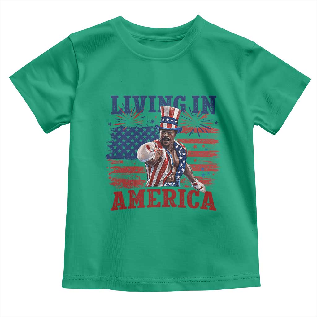 Living In America Funny Patriotic Heavyweight Boxer Toddler T Shirt Vintage Distressed Flag Uncle Sam Hat Boxing Champion