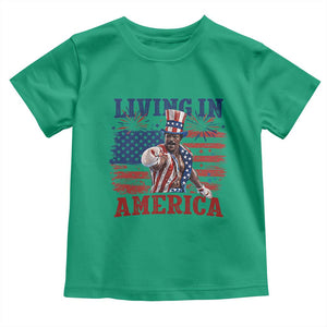 Living In America Funny Patriotic Heavyweight Boxer Toddler T Shirt Vintage Distressed Flag Uncle Sam Hat Boxing Champion