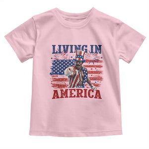 Living In America Funny Patriotic Heavyweight Boxer Toddler T Shirt Vintage Distressed Flag Uncle Sam Hat Boxing Champion