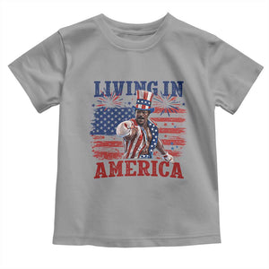 Living In America Funny Patriotic Heavyweight Boxer Toddler T Shirt Vintage Distressed Flag Uncle Sam Hat Boxing Champion