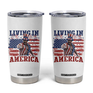 Living In America Funny Patriotic Heavyweight Boxer Tumbler Cup Vintage Distressed Flag Uncle Sam Hat Boxing Champion