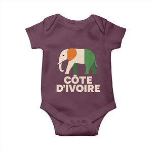 Proud Côte d'Ivoire Elephant Ivory Coast Flag Baby Onesie Ivorian Pride Retro Souvenir