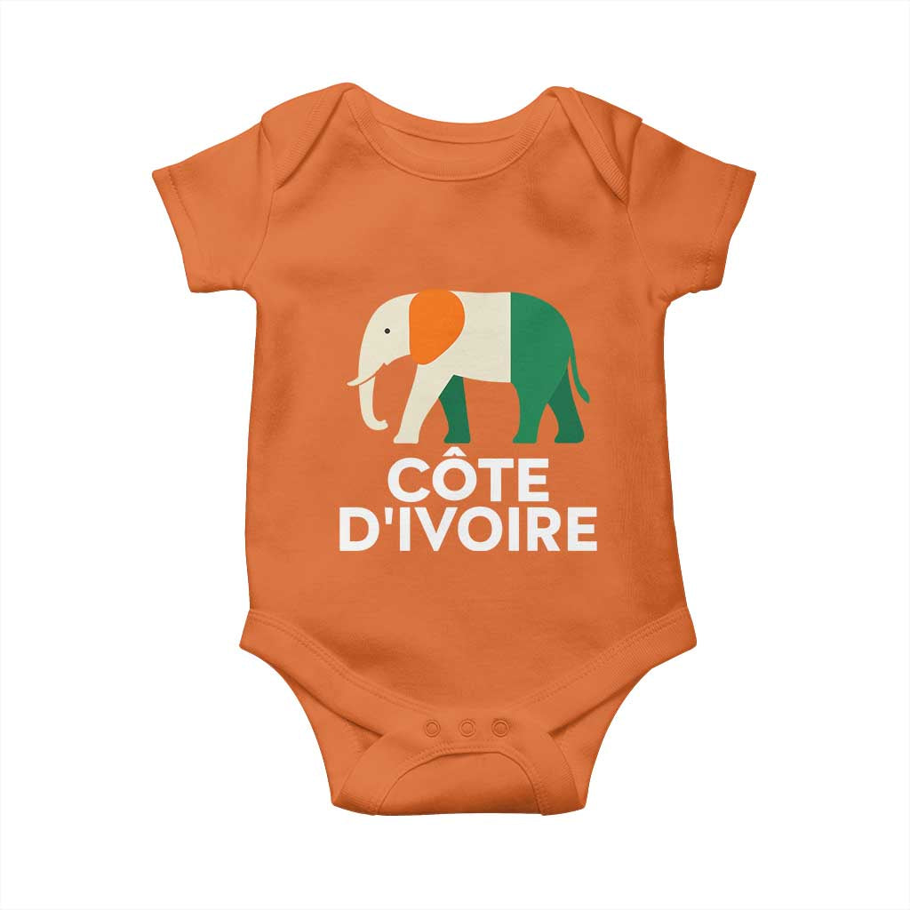 Proud Côte d'Ivoire Elephant Ivory Coast Flag Baby Onesie Ivorian Pride Retro Souvenir TS02 Orange Print Your Wear