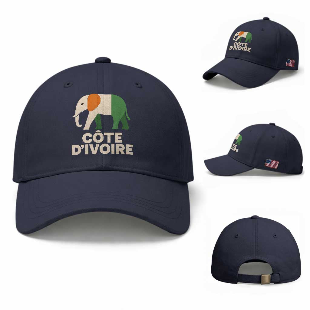 Proud Côte d'Ivoire Elephant Ivory Coast Flag Baseball Cap Ivorian Pride Retro Souvenir