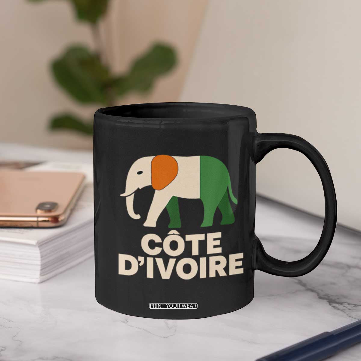 Proud Côte d'Ivoire Elephant Ivory Coast Flag Coffee Mug Ivorian Pride Retro Souvenir