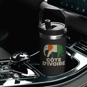 Proud Côte d'Ivoire Elephant Ivory Coast Flag Flip Straw Tumbler Ivorian Pride Retro Souvenir