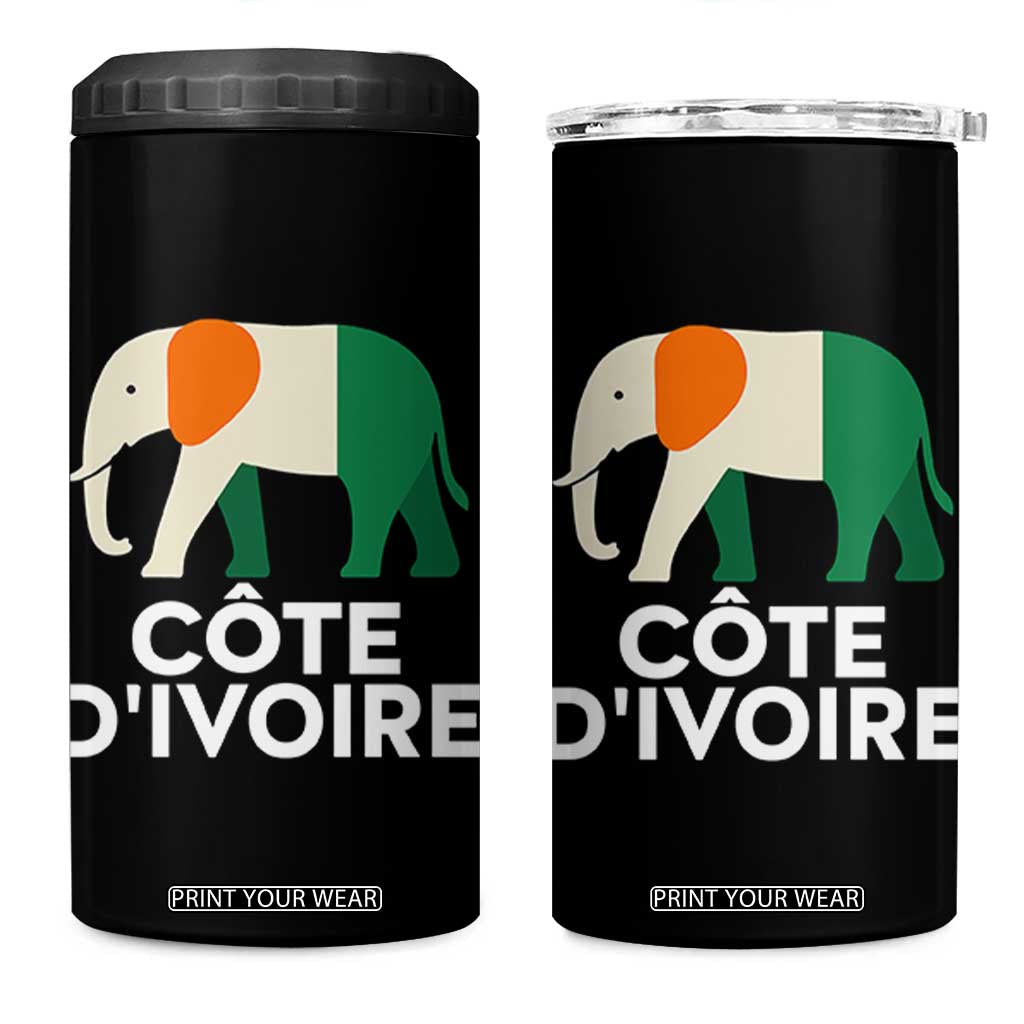 Proud Côte d'Ivoire Elephant Ivory Coast Flag 4 in 1 Can Cooler Tumbler Ivorian Pride Retro Souvenir TS02 One Size: 16 oz Black Print Your Wear