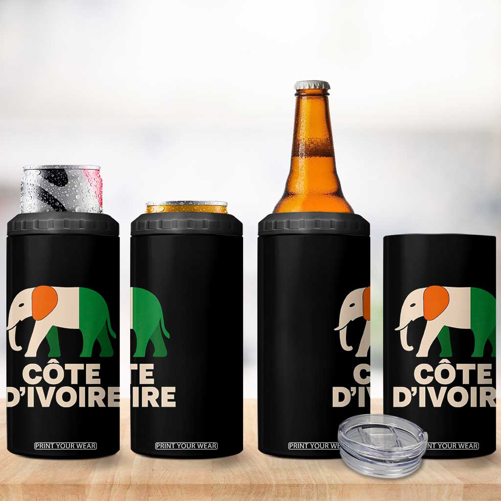 Proud Côte d'Ivoire Elephant Ivory Coast Flag 4 in 1 Can Cooler Tumbler Ivorian Pride Retro Souvenir