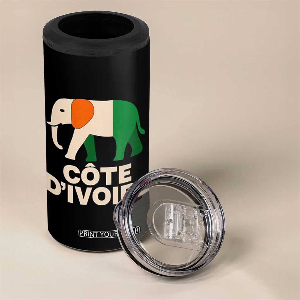 Proud Côte d'Ivoire Elephant Ivory Coast Flag 4 in 1 Can Cooler Tumbler Ivorian Pride Retro Souvenir