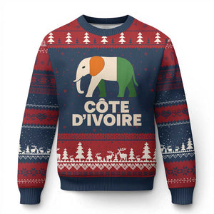 Proud Côte d'Ivoire Elephant Ivory Coast Flag Ugly Christmas Sweater Ivorian Pride Retro Souvenir
