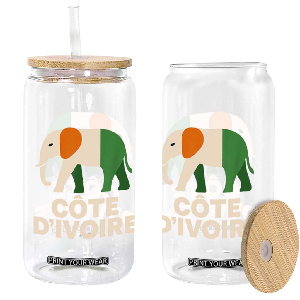 Proud Côte d'Ivoire Elephant Ivory Coast Flag Glass Can Ivorian Pride Retro Souvenir