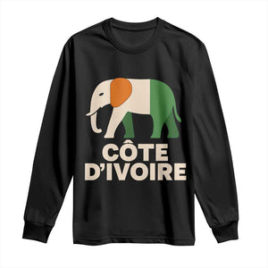 Proud Côte d'Ivoire Elephant Ivory Coast Flag Long Sleeve Shirt Ivorian Pride Retro Souvenir