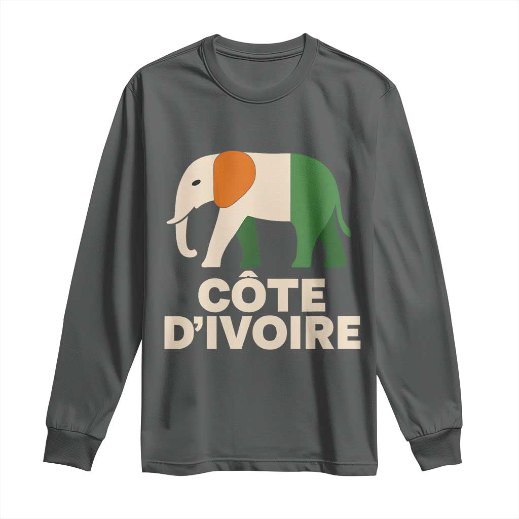 Proud Côte d'Ivoire Elephant Ivory Coast Flag Long Sleeve Shirt Ivorian Pride Retro Souvenir