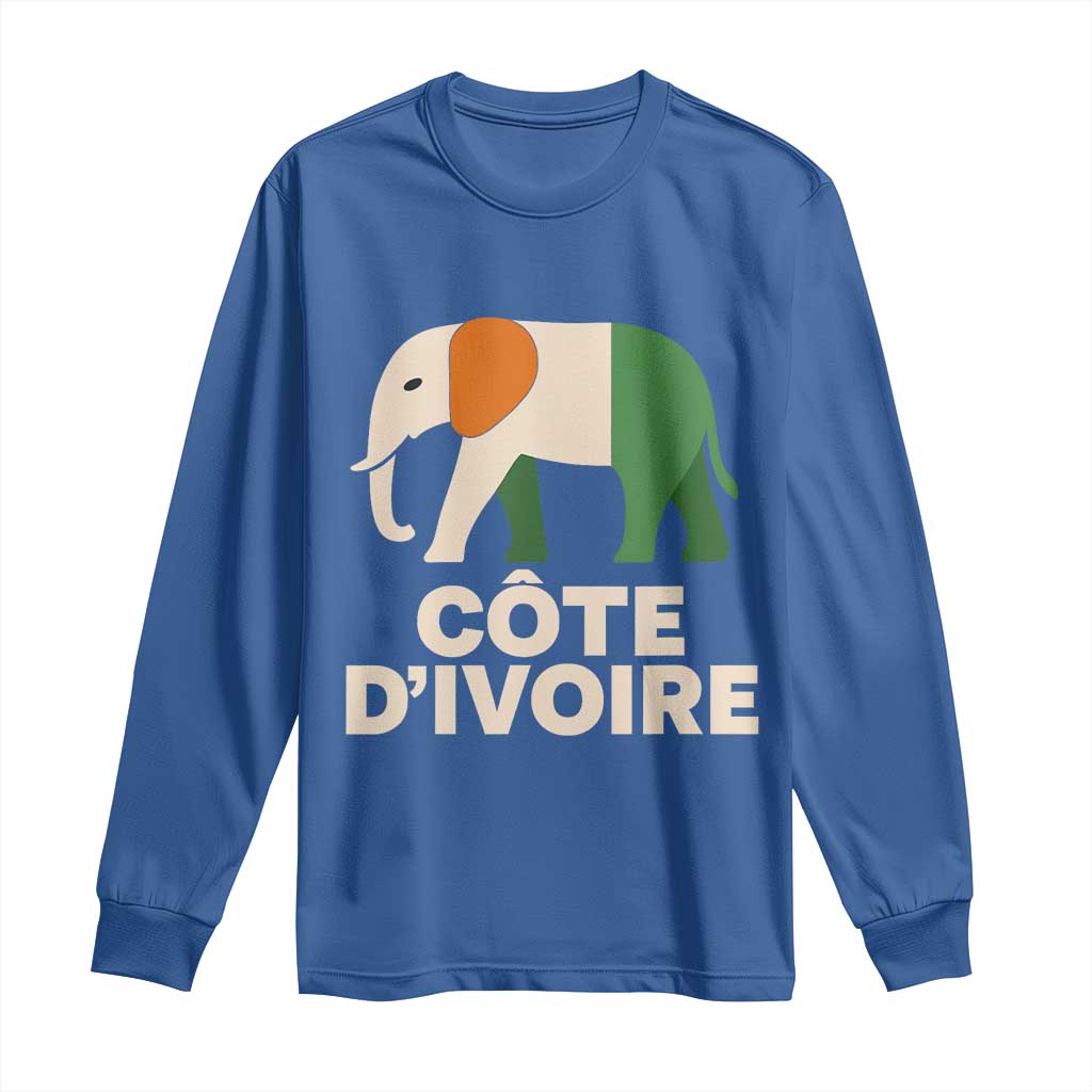 Proud Côte d'Ivoire Elephant Ivory Coast Flag Long Sleeve Shirt Ivorian Pride Retro Souvenir