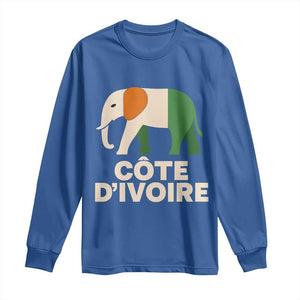 Proud Côte d'Ivoire Elephant Ivory Coast Flag Long Sleeve Shirt Ivorian Pride Retro Souvenir