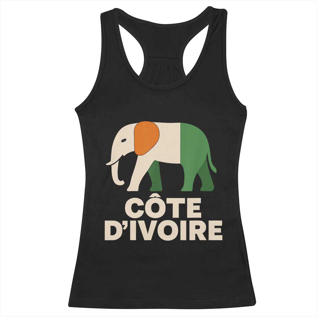 Proud Côte d'Ivoire Elephant Ivory Coast Flag Racerback Tank Top Ivorian Pride Retro Souvenir