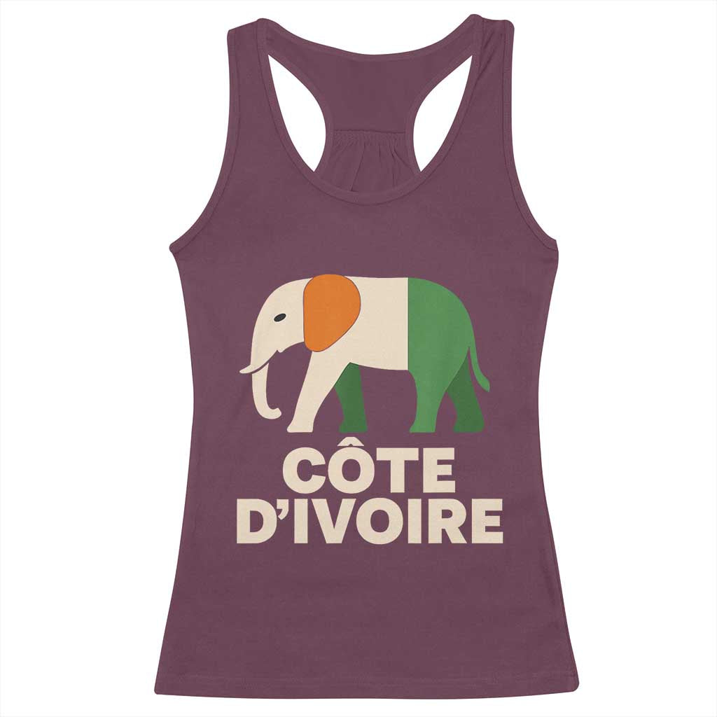 Proud Côte d'Ivoire Elephant Ivory Coast Flag Racerback Tank Top Ivorian Pride Retro Souvenir