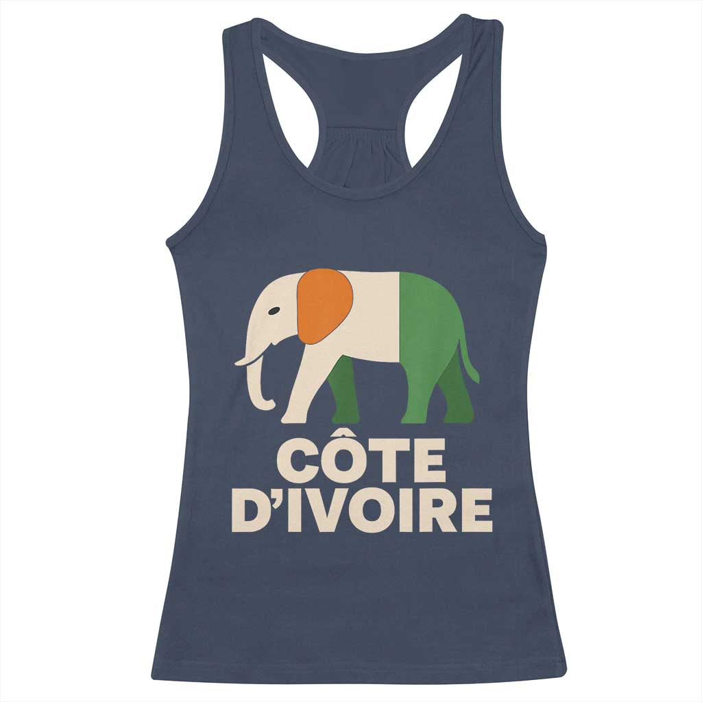 Proud Côte d'Ivoire Elephant Ivory Coast Flag Racerback Tank Top Ivorian Pride Retro Souvenir