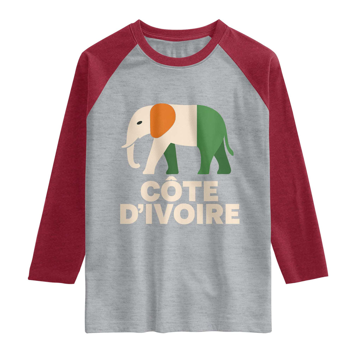 Proud Côte d'Ivoire Elephant Ivory Coast Flag Raglan Shirt Ivorian Pride Retro Souvenir