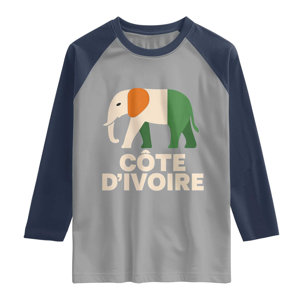 Proud Côte d'Ivoire Elephant Ivory Coast Flag Raglan Shirt Ivorian Pride Retro Souvenir