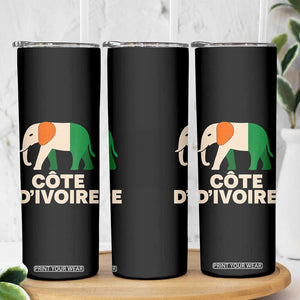 Proud Côte d'Ivoire Elephant Ivory Coast Flag Skinny Tumbler Ivorian Pride Retro Souvenir