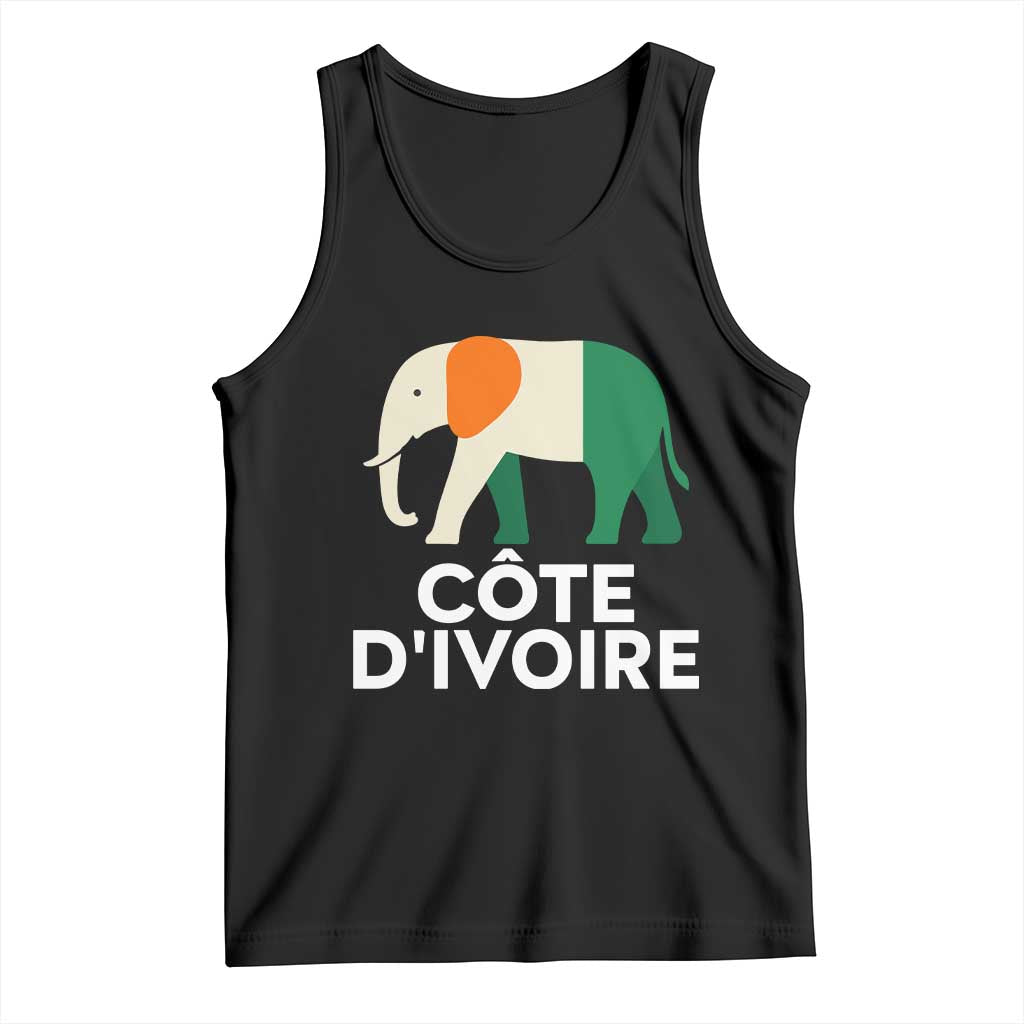 Proud Côte d'Ivoire Elephant Ivory Coast Flag Tank Top Ivorian Pride Retro Souvenir TS02 Black Print Your Wear