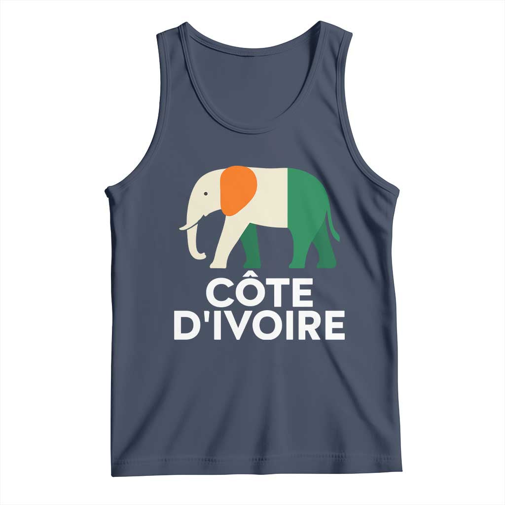 Proud Côte d'Ivoire Elephant Ivory Coast Flag Tank Top Ivorian Pride Retro Souvenir TS02 Navy Print Your Wear