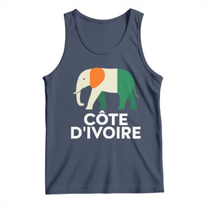 Proud Côte d'Ivoire Elephant Ivory Coast Flag Tank Top Ivorian Pride Retro Souvenir TS02 Navy Print Your Wear