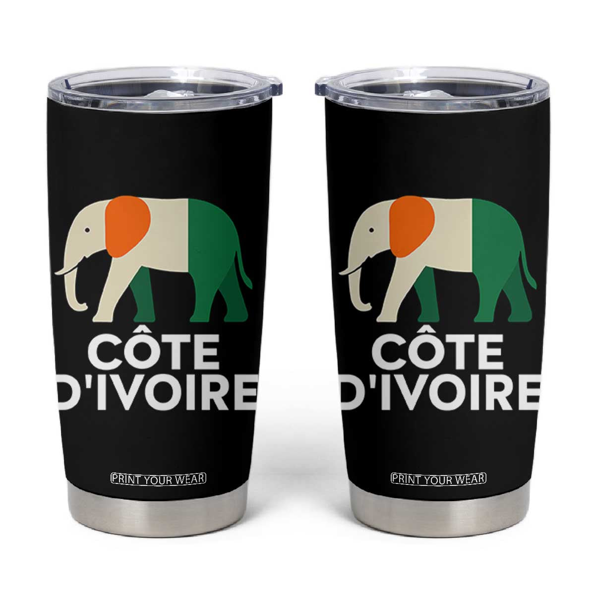 Proud Côte d'Ivoire Elephant Ivory Coast Flag Tumbler Cup Ivorian Pride Retro Souvenir TS02 Black Print Your Wear