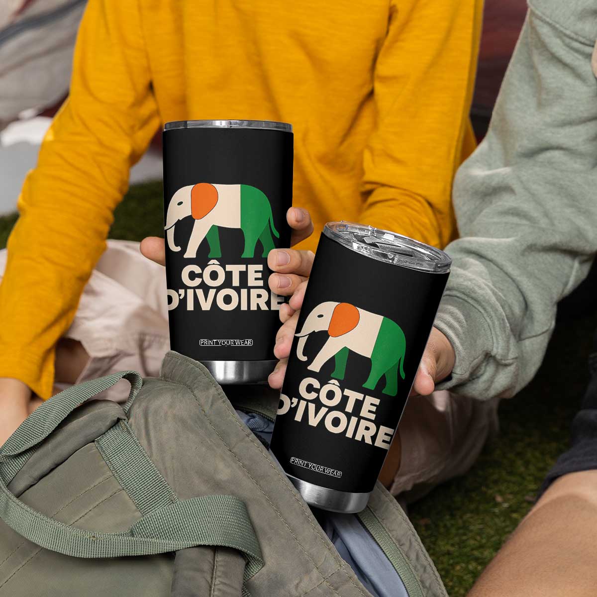 Proud Côte d'Ivoire Elephant Ivory Coast Flag Tumbler Cup Ivorian Pride Retro Souvenir